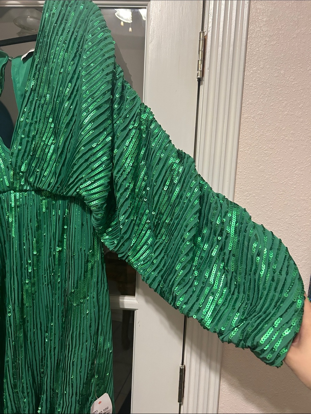 ASOSO Green Sequin Pleated Cocktail Dress - Picture 5 of 11